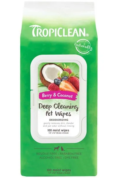 100ct Tropiclean Deep Cleaning Wipes (Between Baths) - Hygiene